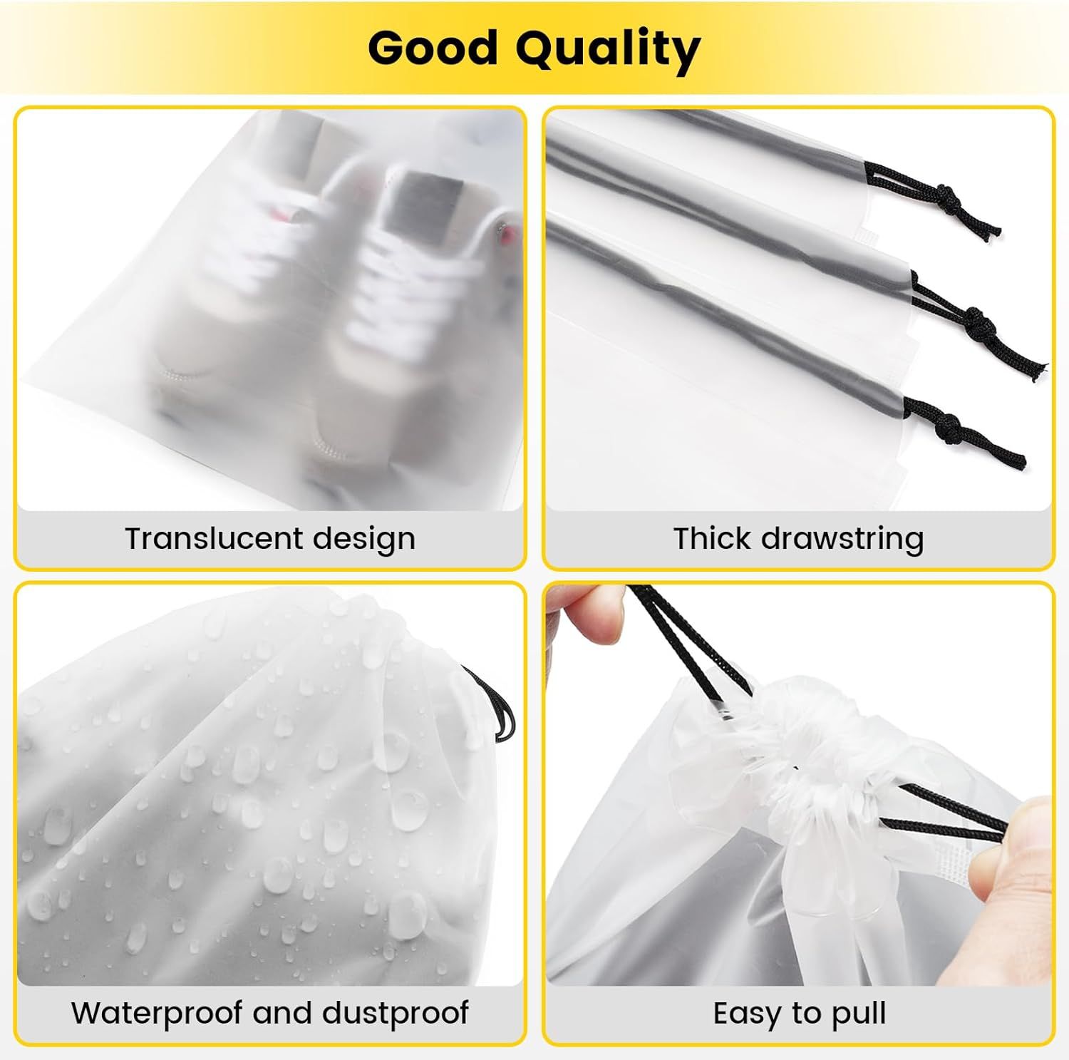 Shoe Bags for Travel - 6 Pcs Transparent Drawstring Backpack Travel Shoe Bag Clear Drawstring Bag Large Shoe Organizer with Rope Travel Essentials for Men โ image 5