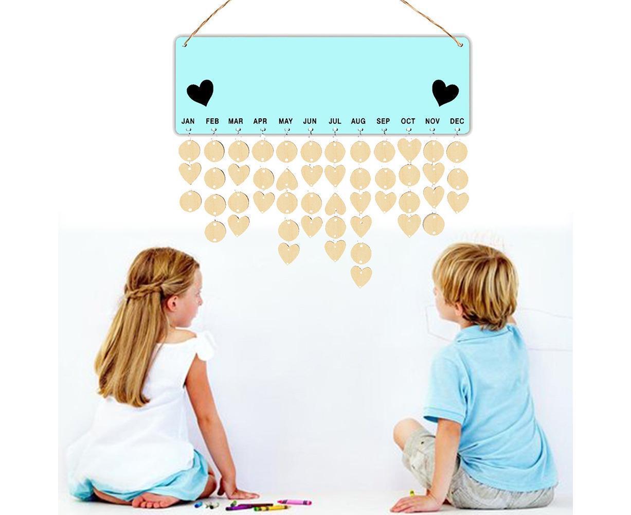 Wooden Wall Hanging DIY Calender Birthday Reminder Plaque Pendant Home Decor- F โ image 3