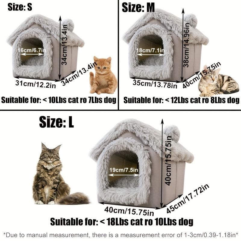 Plush Pet House with Detachable Cushion – Cozy, Warm, and Stylish Indoor Cat or Small Dog Bed – Soft Faux Fur Hideaway with Doorway – Perfect for Year-Round — image 4