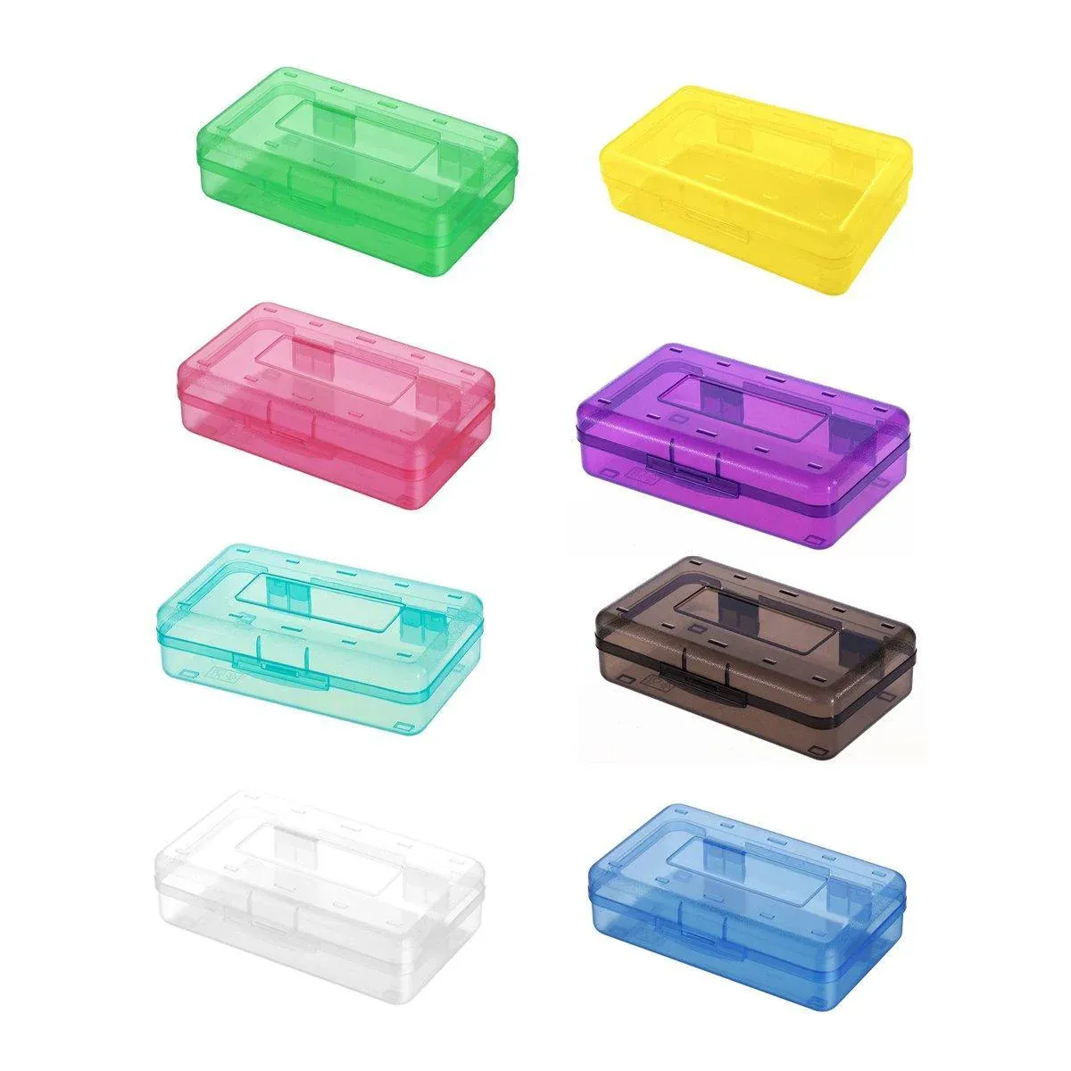 Large Capacity Transparent Plastic Pencil Case Multifunctional Student Art Box - Red — image 3