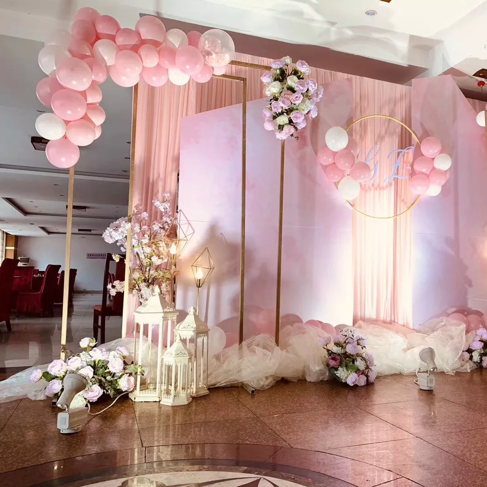 Golden Square Wedding Arch Adjustable 1M-2M Flower Rack Backdrop Stand Balloon Arch Stand for Wedding Birthday Party Garden Ceremony Decoration — image 5