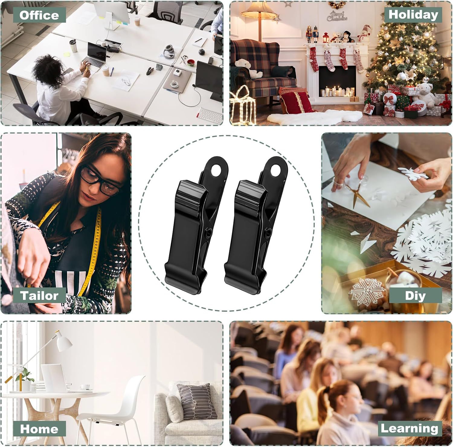 30 PCS Black Mini Clips for Crafts, 1.58 Inch X 0.5 Inch Metal Alligator Clamps, Sturdy Spring Clips, Hanging Crocodile Clips for Wires Photo Snacks Paper — image 5