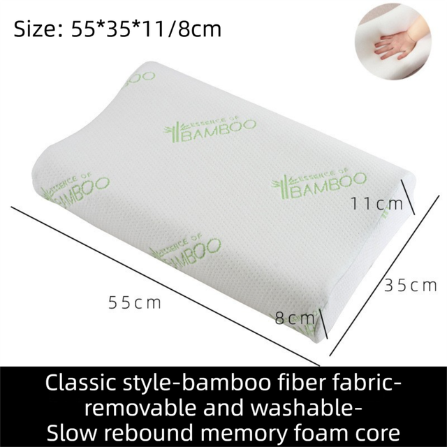 2 Pack Wave Shaped Contour Memory Foam Pillow with Washable Bamboo Fibre Covers - 3-5 Second Slow Rebound and High Low Neck Support for Back and Side