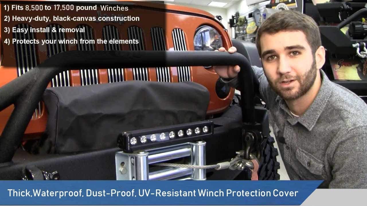 Winch Cover, Heavy Duty Waterproof Dust-Proof Winch Protection Cover, Ideal for Electric Winches 8500-17500 lbs, Indoor/Outdoor (21.5” x 9.5” x 7.5”) - Black — image 5