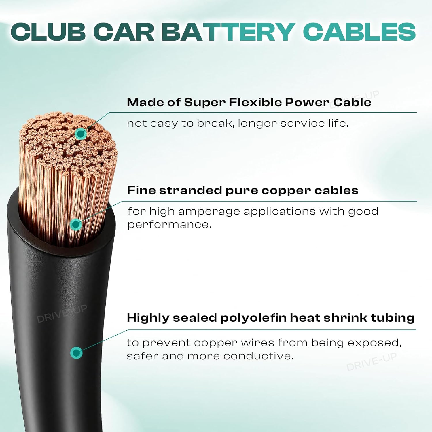 Club Car DS Battery Cables, Golf Cart Cables for 1995-Up Carts 48V 4 Gauge (Set of 5) — image 5