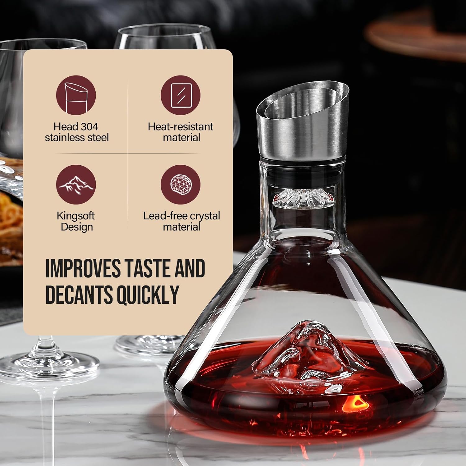 CARLA HOME Iceberg Wine Decanter with Aerator Filter and Lid — image 4