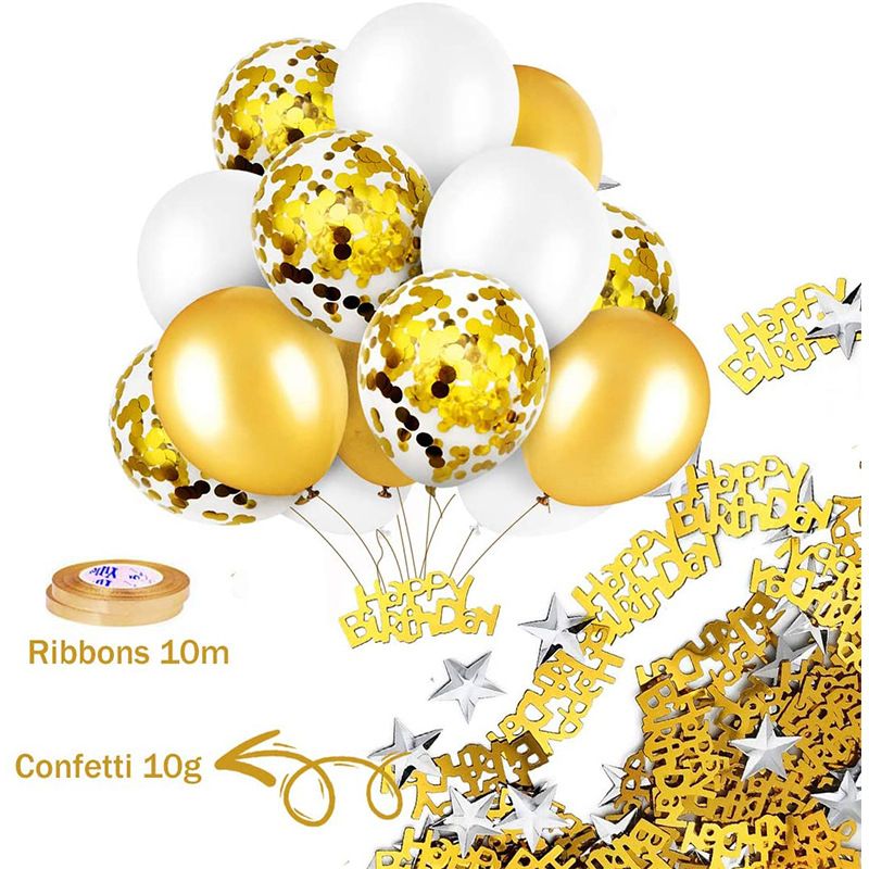 Birthday Party Decoration, Happy Birthday Banner, Sky-Blue Fringe Curtain, Foil Tablecloth, Heart Star Foil Confetti Balloons โ image 3