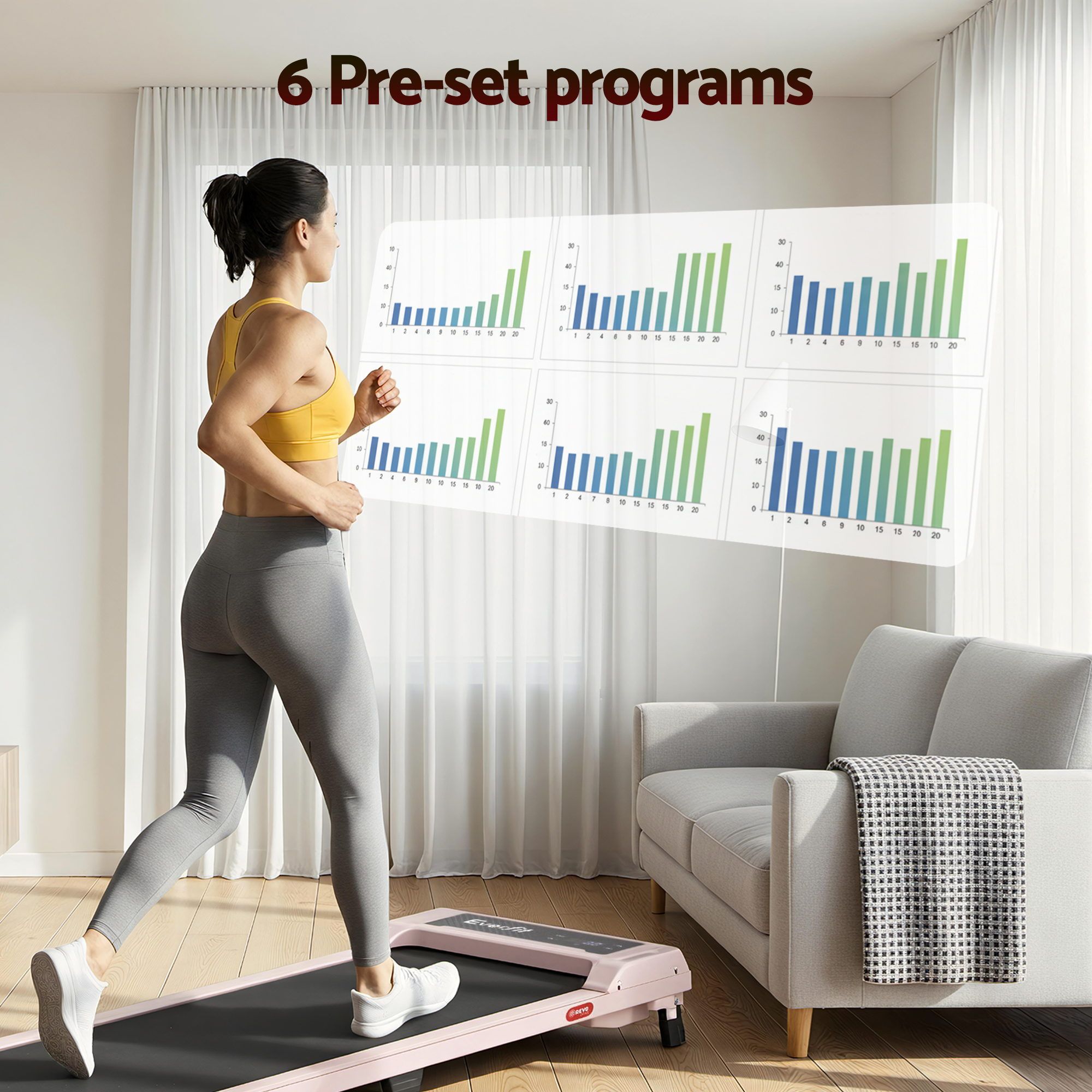 Everfit 3 in 1 Walking Pad Treadmill 12% Incline Under Desk Treadmills for Home Gym With 40cm Wide Belt Pink โ image 5