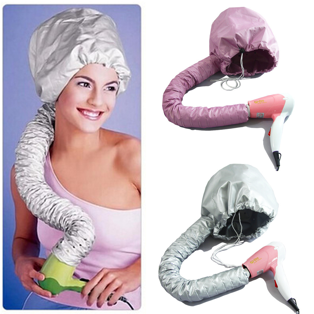 2 Pcs Black Portable Hair Dryer Bonnet Cap โ Adjustable Heated Hair Care Cap for Drying, Styling, and Conditioning with Warm Air โ image 2
