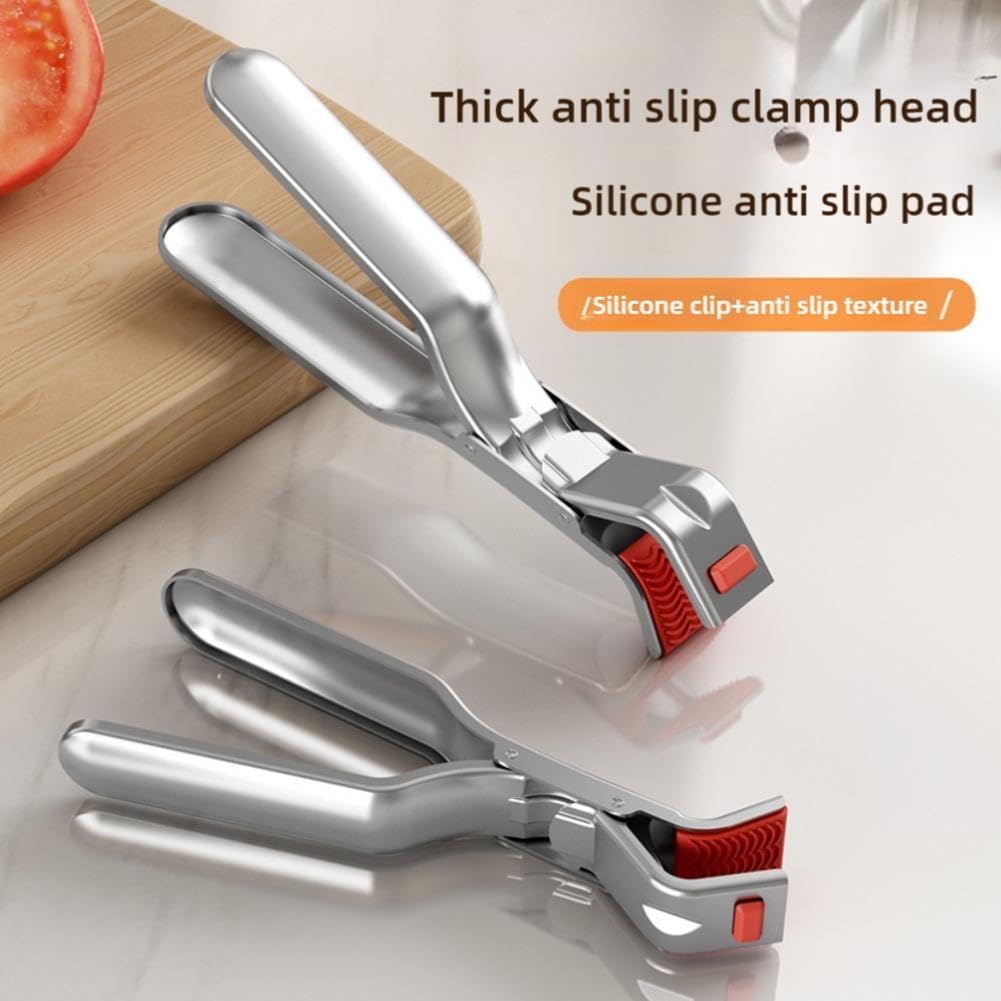 Stainless Steel Heat Resistant Anti-Scald Kitchen Tongs - Oven Stew Pot Scale Tongs - Multifunctional Silver 1pc — image 4