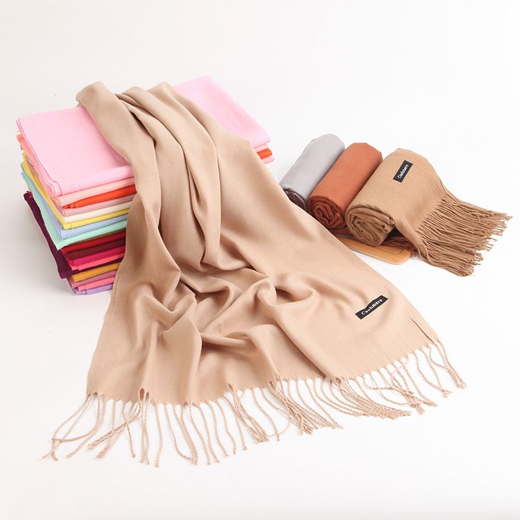 2 Pack Cashmere-Look Scarf Shawls with Fringe, Soft Warm Wraps, Light White — image 4