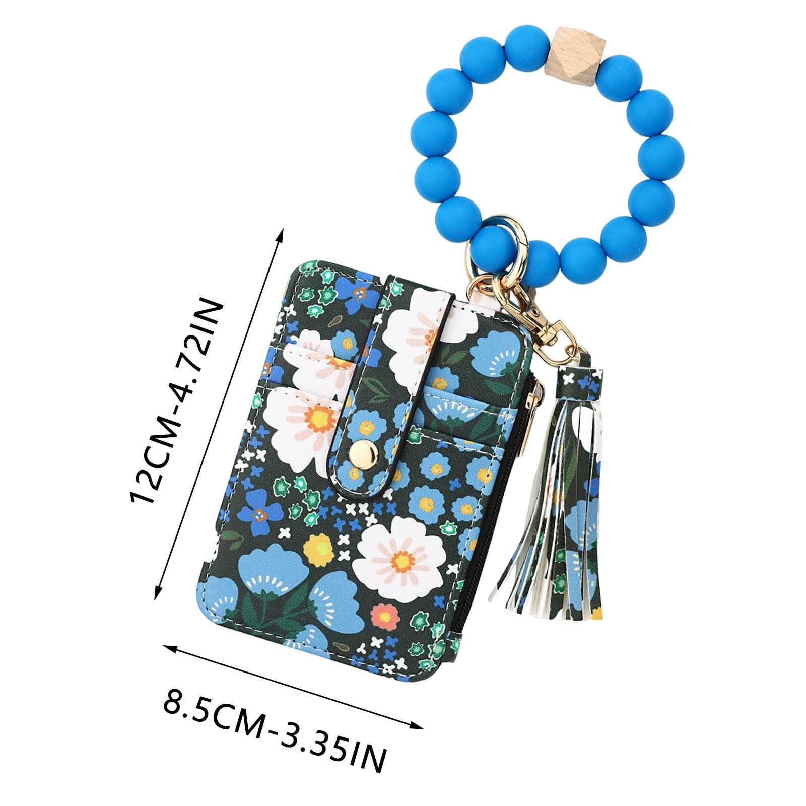 Wallet Women, Wallet Keychain Wristlet for Women, Slim Credit Card Holder Wallet, Fashion Tassel Keychain Bangle Key Ring Purse for Women ( 18 Kinds of Prints — image 3