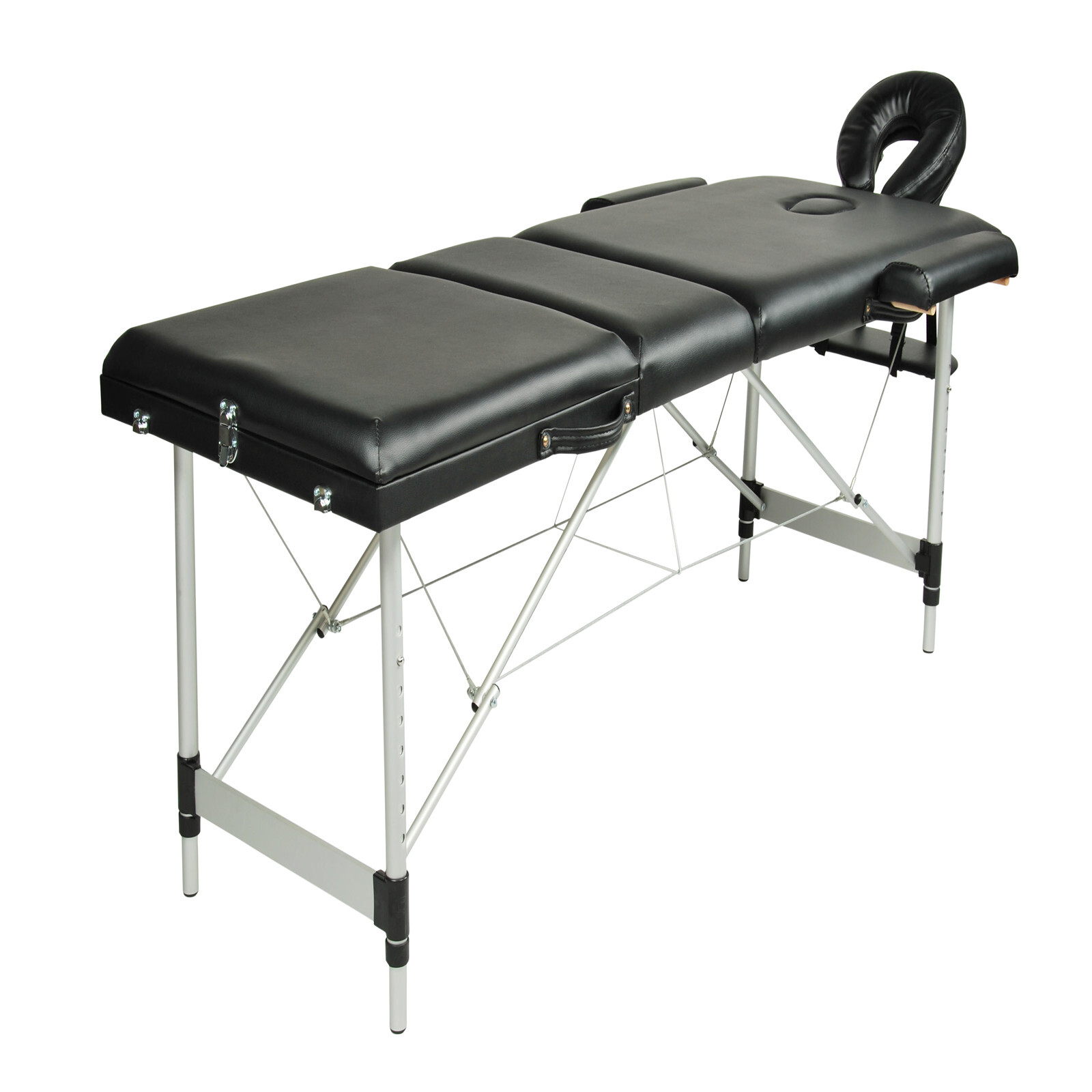 YES4HOMES Black 3 Fold Portable Aluminium Massage Table Massage Bed Beauty Therapy โ image 3