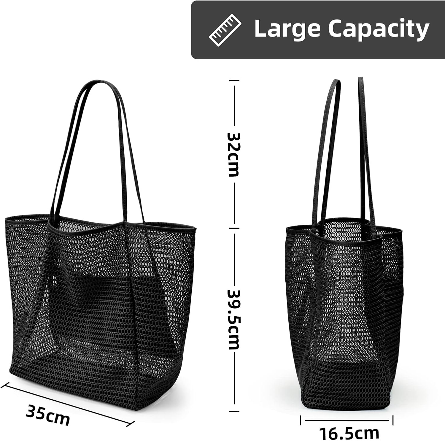 Oversized Beach Tote Bag, Semi Mesh Tote Bag Foldable MAX 35L Laundry Tote Bag For Beach Picnic Laundry Vacation โ image 5