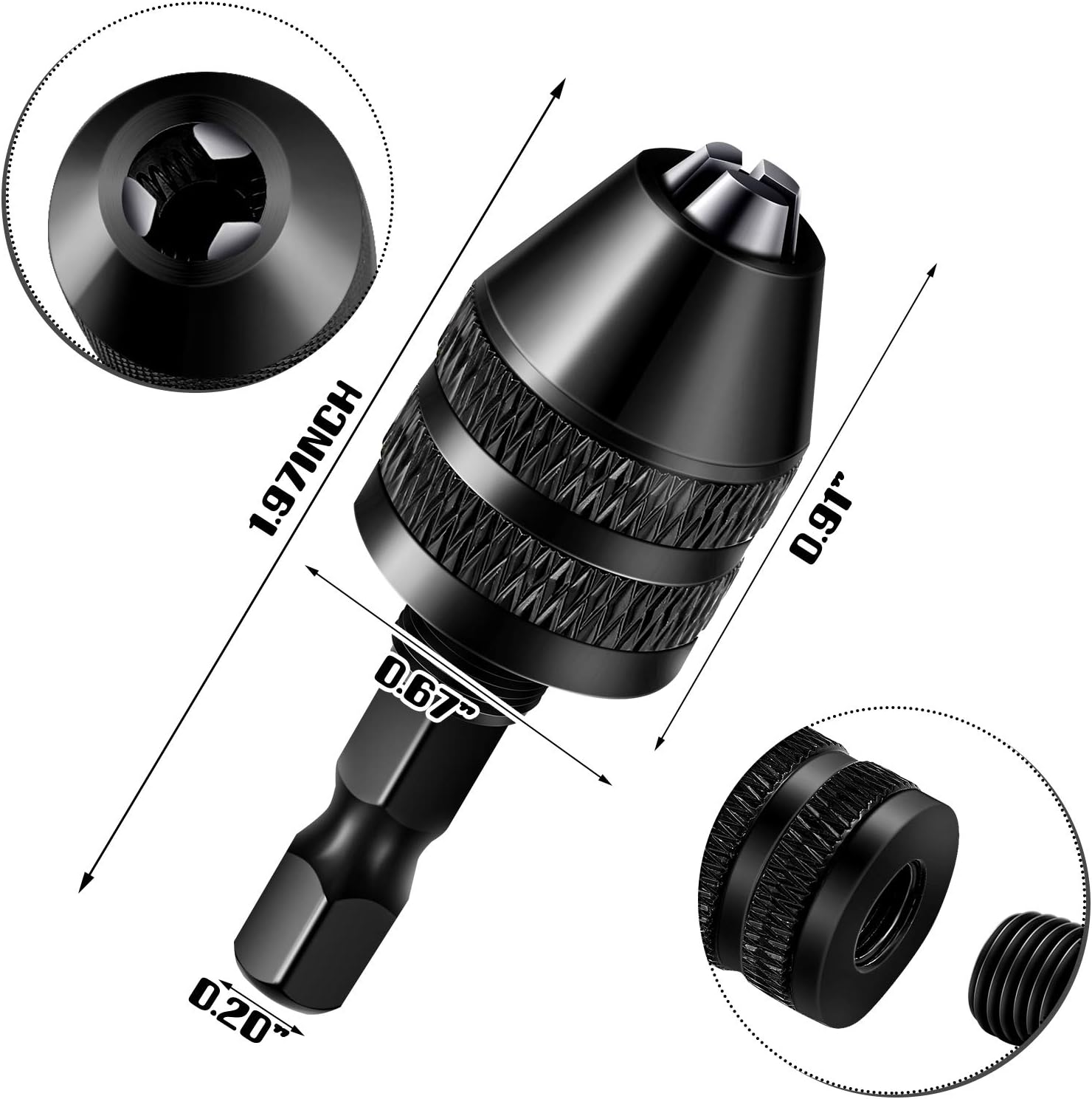 Keyless Drill Chuck Bit 1/4 Inch Hex Shank Keyless Drill Chuck Fast Change Converter Extension Screwdriver Adapter in 0.3-6.5 Mm, 0.3-3.6 mm for Tool — image 3