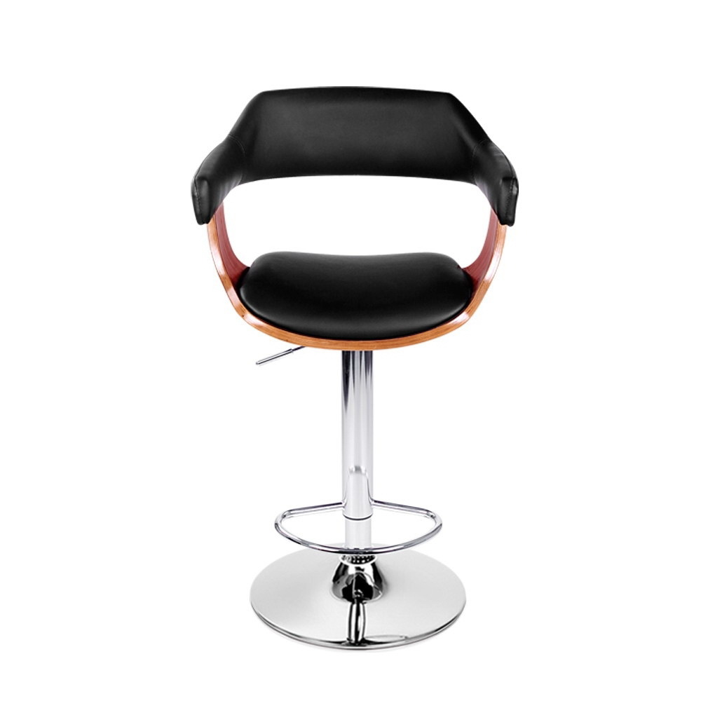 Artiss Bar Stools Gas Lift Leather w/Armrest Black โ image 3