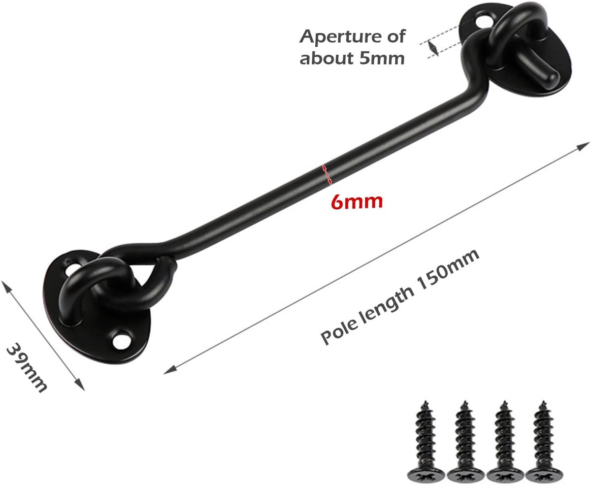 2 pieces - Wind hook - 6 inch - Wind hooks - Door hinges - Door bolt - Hinge - barn door hook - hook and eye bolt - cabin hooks and eye bolt - swivel window — image 5