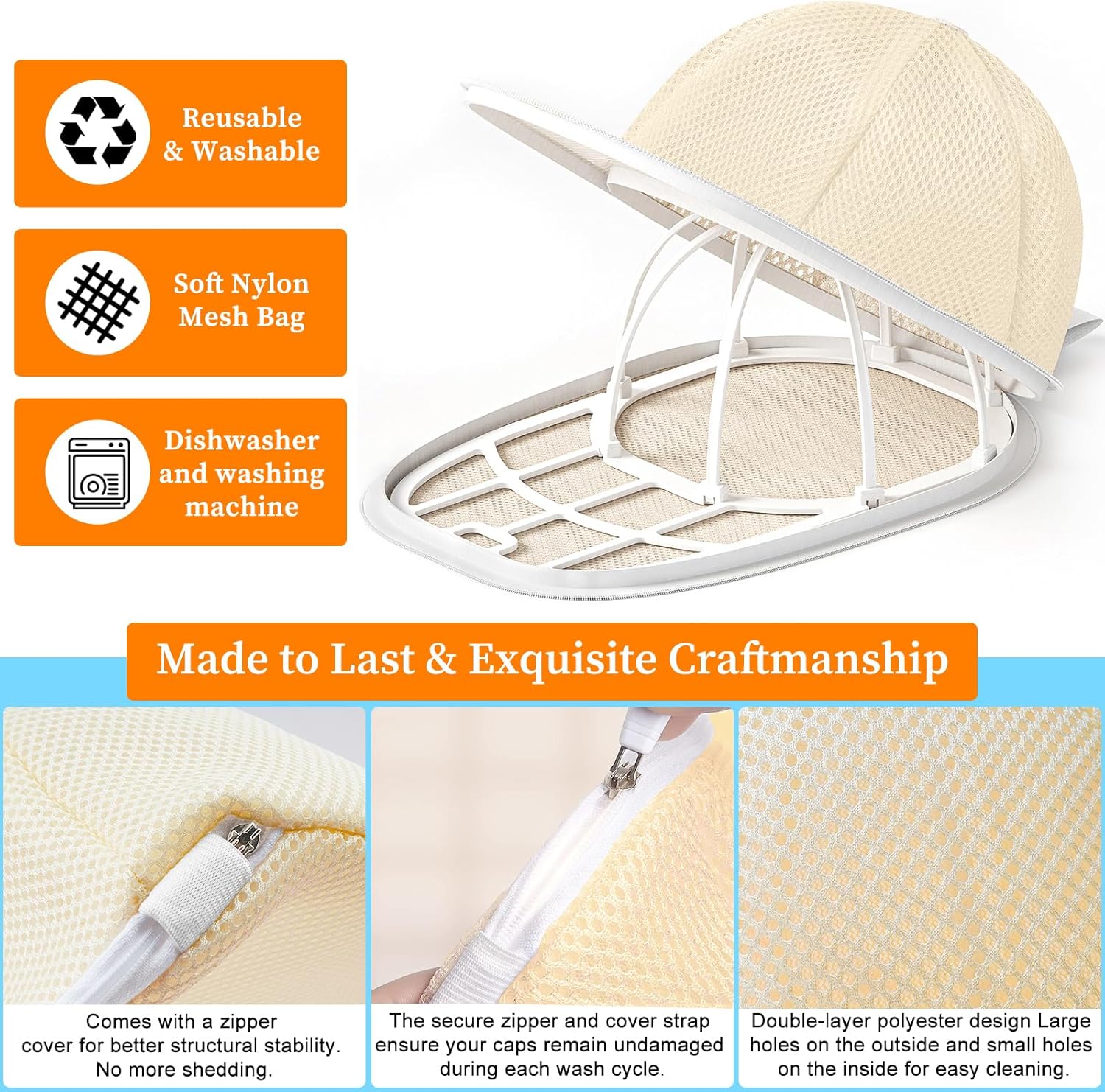 Coopahce Hat Washer for Washing Machine, Hats Cleaner for Baseball Caps, Hat Washing Cage Cap Washer, Dishwasher Hat Holder โ image 2