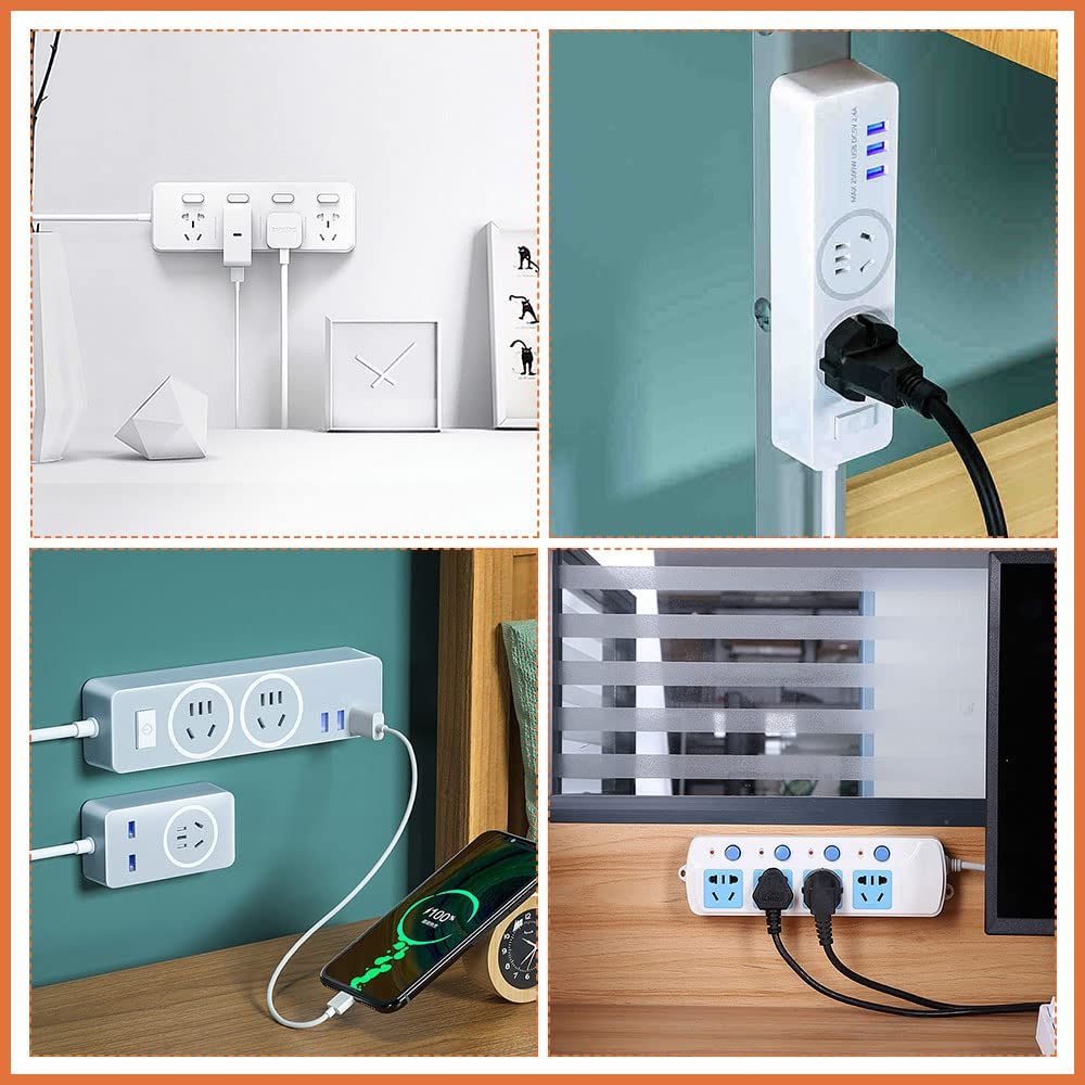 Adhesive Punch Free Socket Holder, Mountable Plug in Socket Fixer Bracket Self Adhesive Desktop Socket Fixer (4 Color, 4PCS)