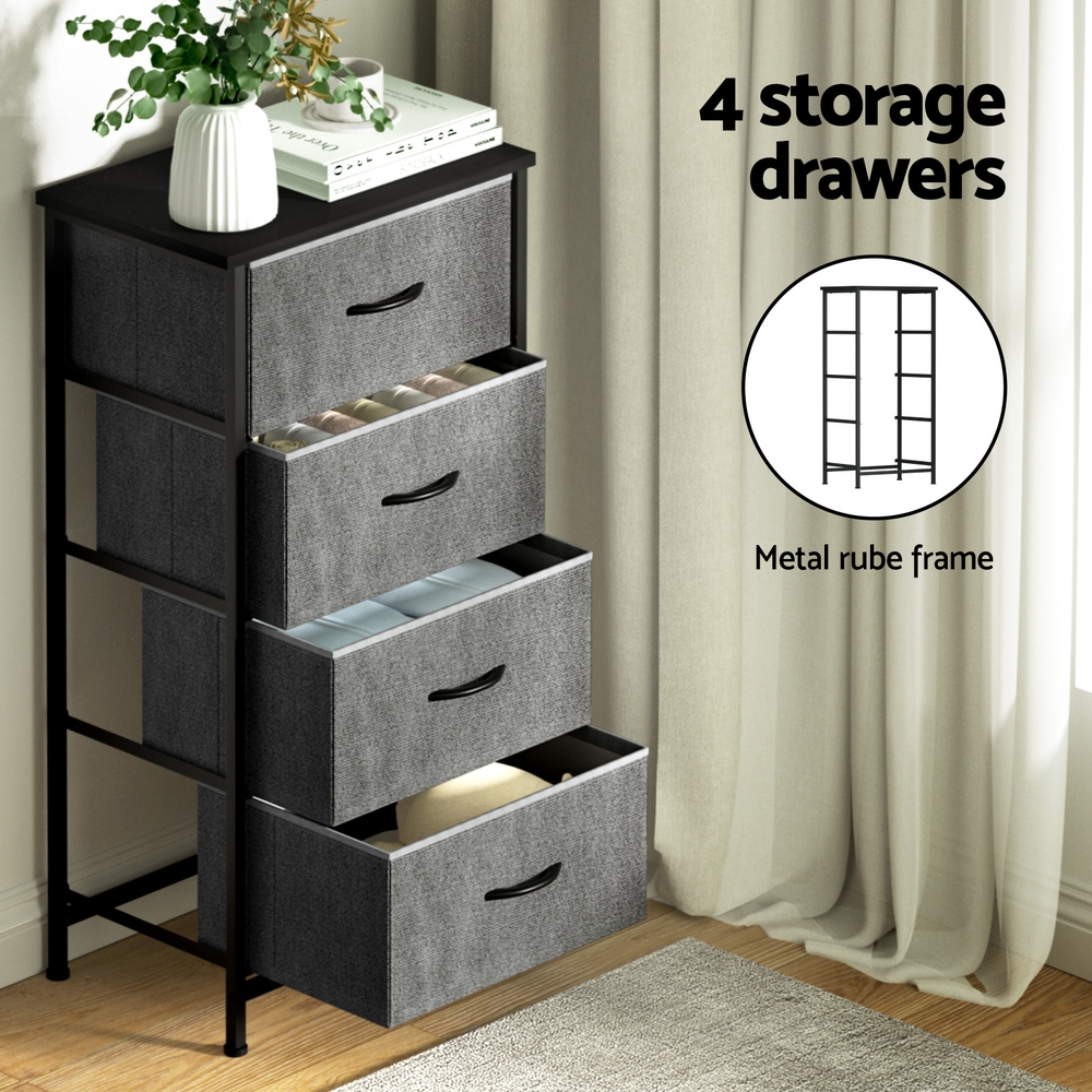 Artiss Chest of 4 Drawers Storage Dresser Tallboy Grey — image 6