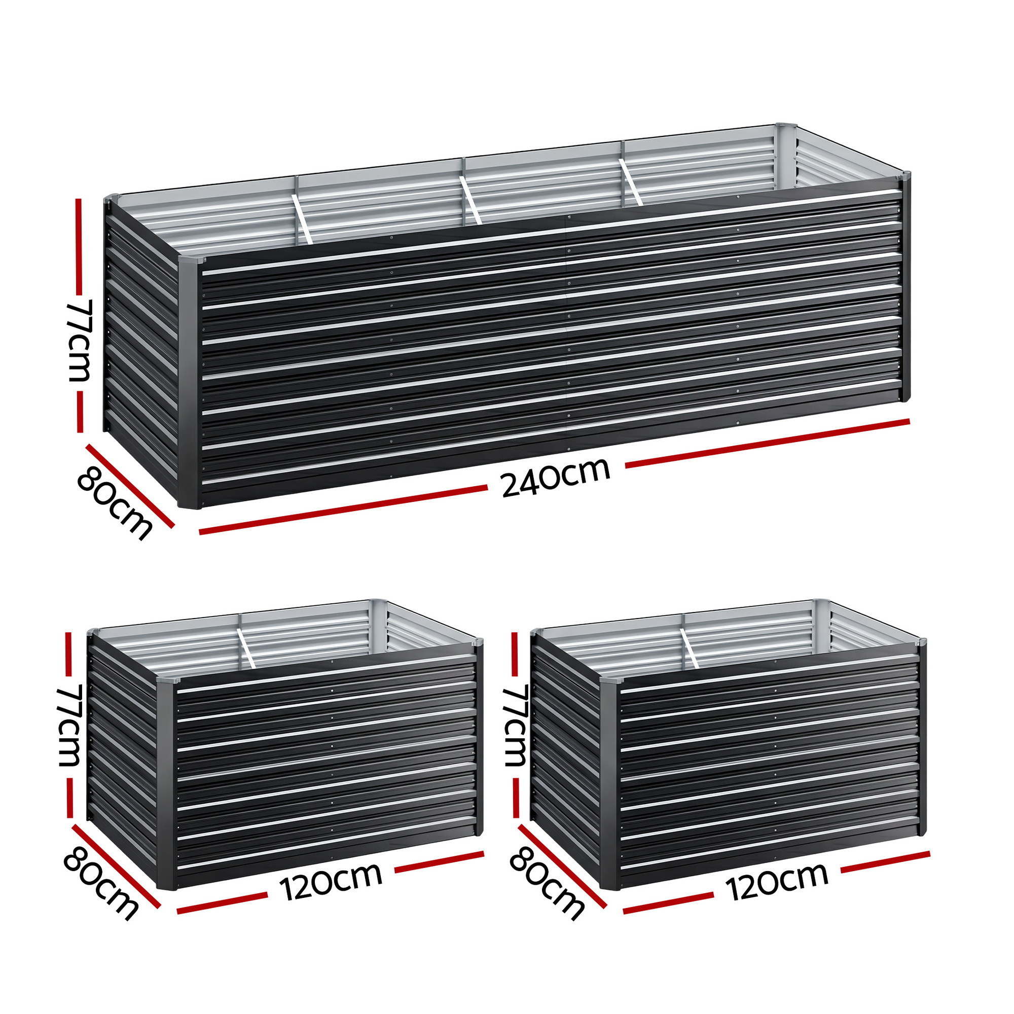 Green Fingers 2-in-1 Raised Garden Bed Kit, 240cm/120cm| 77cm Extra Deep Ergonomic Planter Box | Protect Your Back | Galvanised Steel Vegetable Flower Pot for — image 2