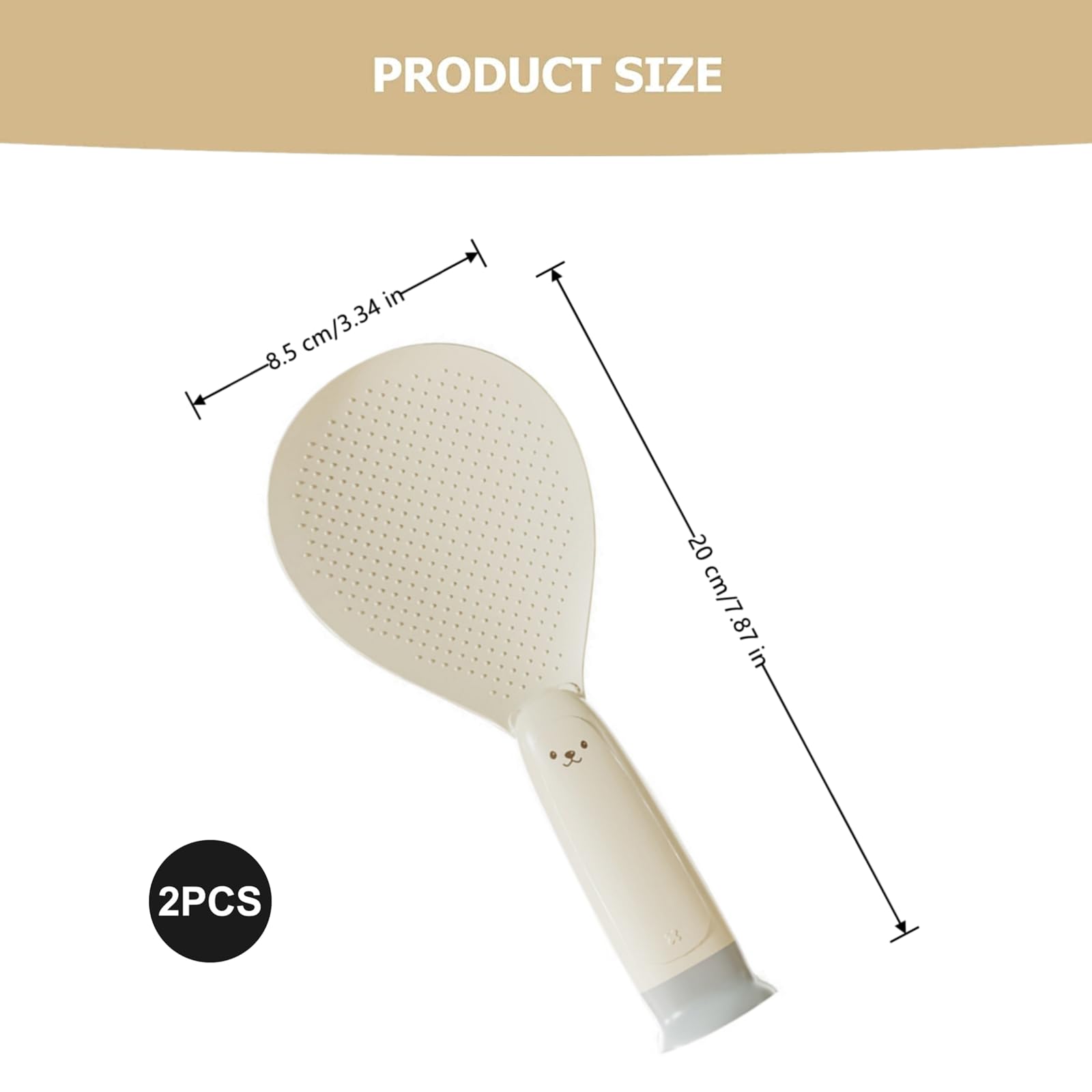 2 Pieces Non-Stick Standing Rice Spoon with Upright Handle for Rice Cookers, Sushi, Serving and Clean Kitchen Benchtops, Beige — image 2