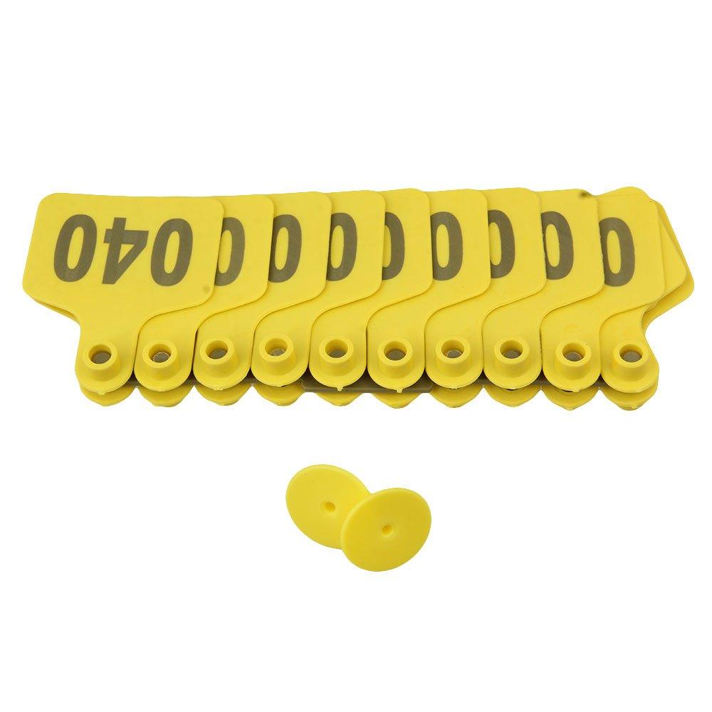 1-100 Cattle Number Ear Tag 6 × 7cm Set -Medium Yellow Cow Sheep Livestock Label — image 2