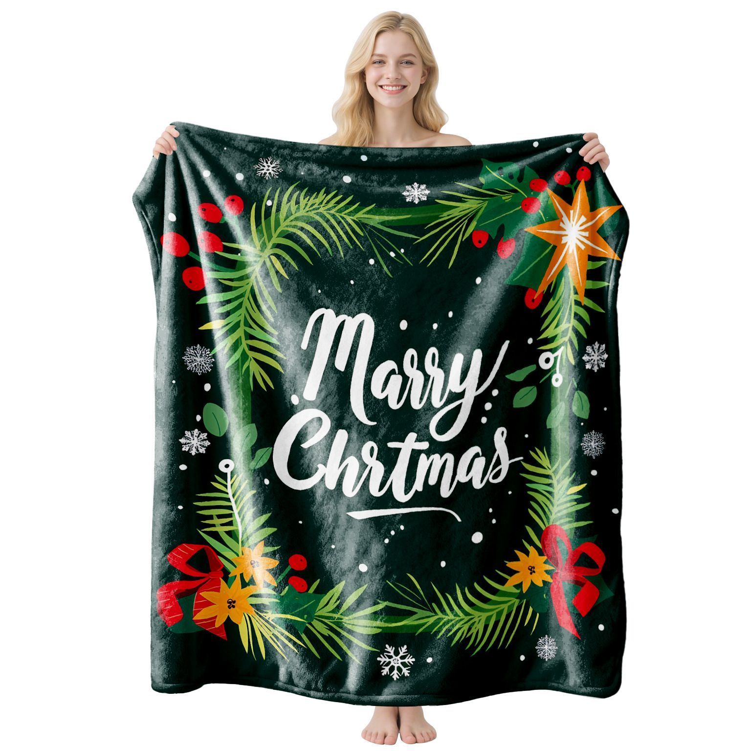 Eye‑pleasing Festive Flannel Throw Blanket, Multi‑use Air‑Condition Cover, Perfect Gift For Christmas & Halloween Interior Decoration, Style FLR‑194, Size L