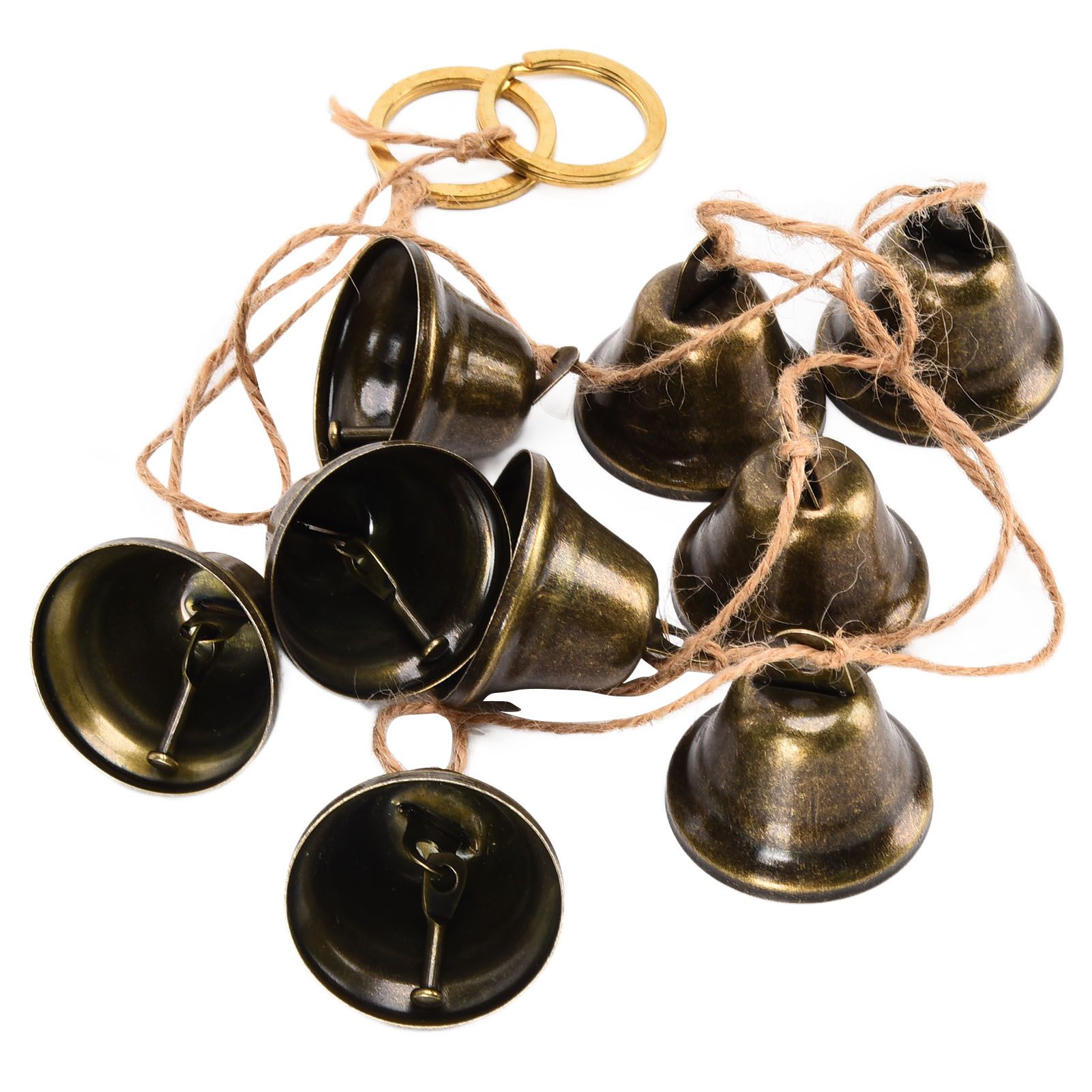 Hanging Bells String Handicrafts Decorative String of 9 Iron Vintage Christmas Bells for Home Office Wall — image 5