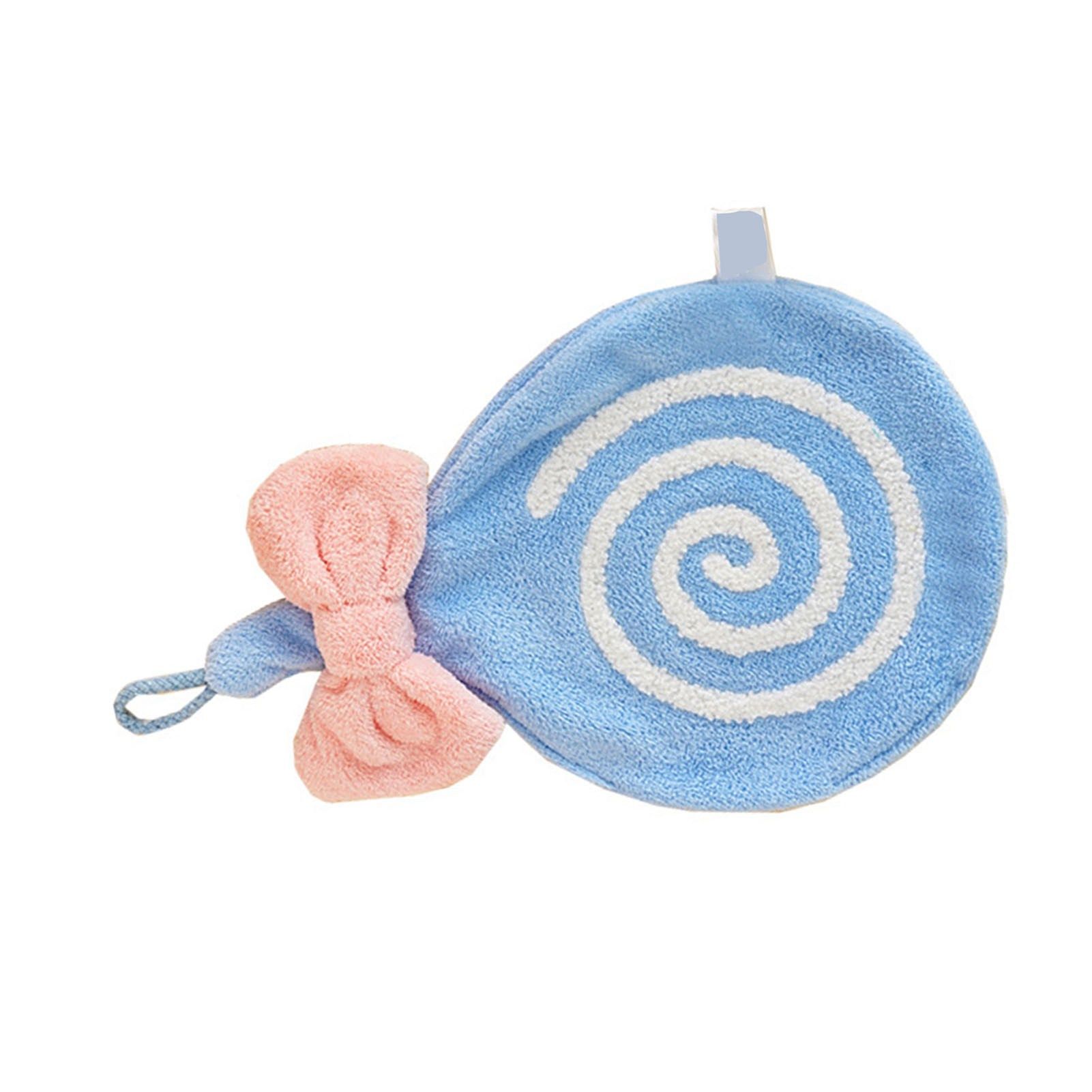 Cute Kids Hand Towel Thickened Soft Coral Velvet Absorbent Hand Towel with Hanging Loop for Bathroom Kitchen Blue โ image 3