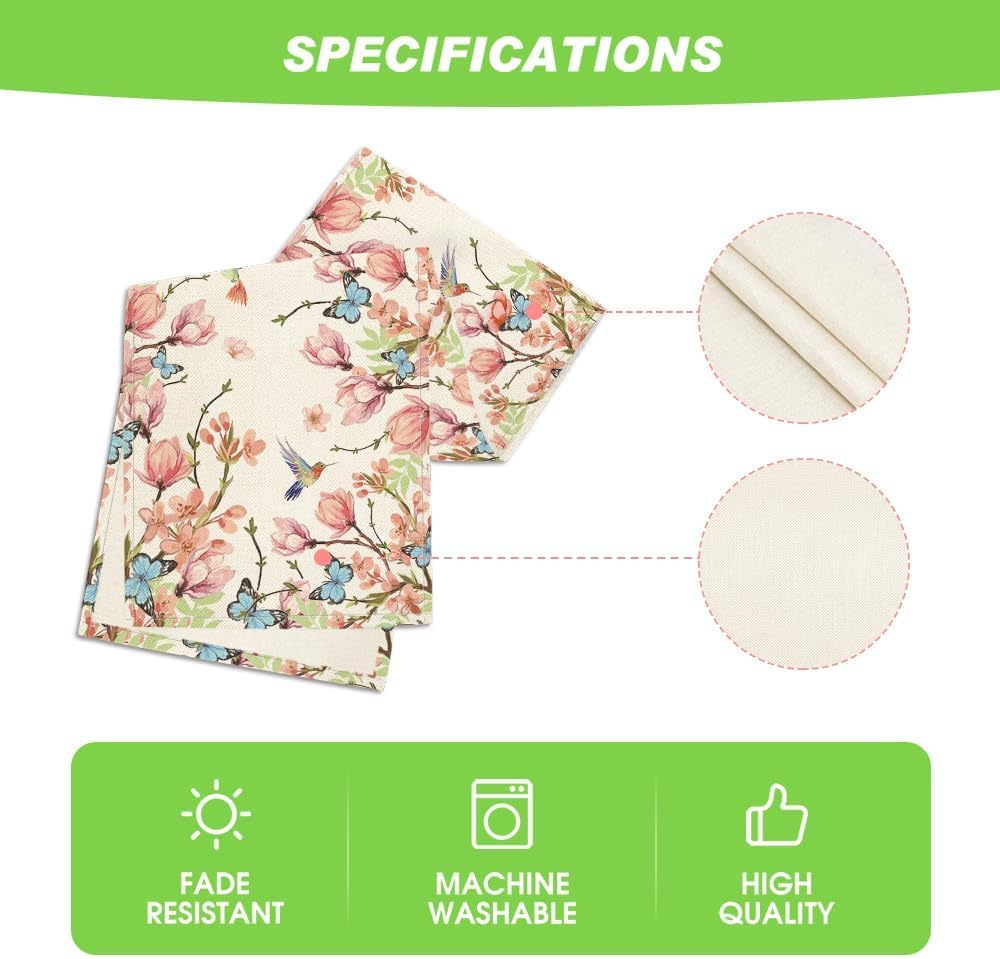 Flowers Bird Butterfly Spring Table Runner, Seasonal Kitchen Dining Table Decoration for Home Party Decor 13 × 72 Inch — image 5
