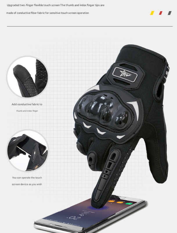 Size 2XL Black Protective Motorcycle Riding Gloves - Hard Knuckle Armour & Touchscreen Fingertips — image 5