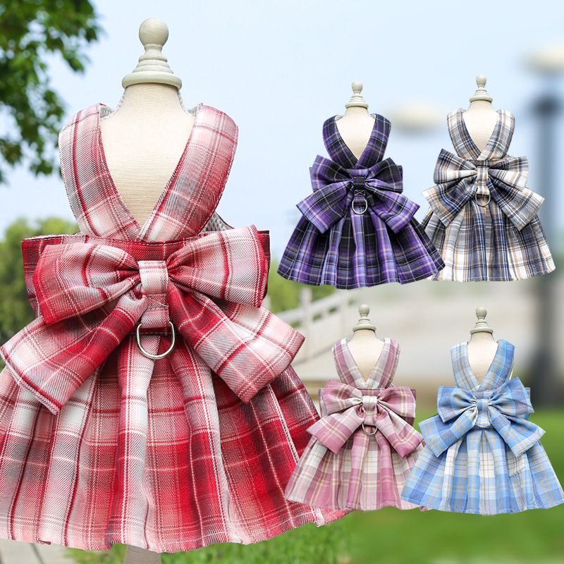 Plaid Pet Dog Cat Vest Harness with Skirt 273 Skirt Traction Wine Red Pair XXL (recommended 7.00 kg-10.00 kg pets) โ image 2