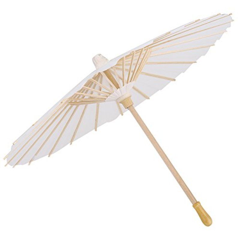 Paper Parasol Chinese/Japanese Decorative Umbrella White DIY Painting Decorative Umbrella Wedding Bridal Party (60cm / 23.62in)