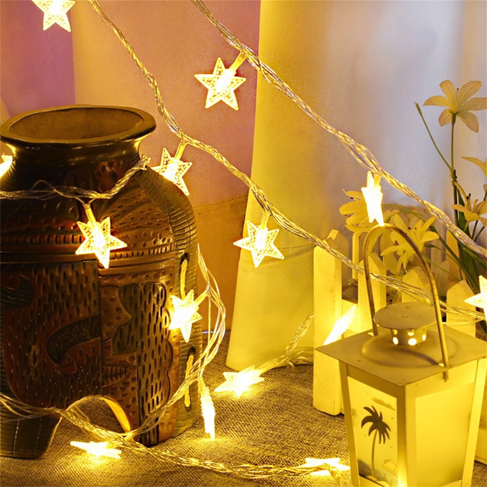Star String Lights, 20 FT 40 LED Battery Operated Twinkle Lights Warm White Cute Hanging Star Fairy Light for Bedroom Room Office Home Indoor Outdoor Eid Xmas — image 5