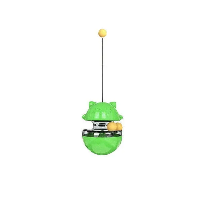 Cat Treat Dispenser Toy Ball Kitten Selfplay Interactive Tumbler Multifunction - Green