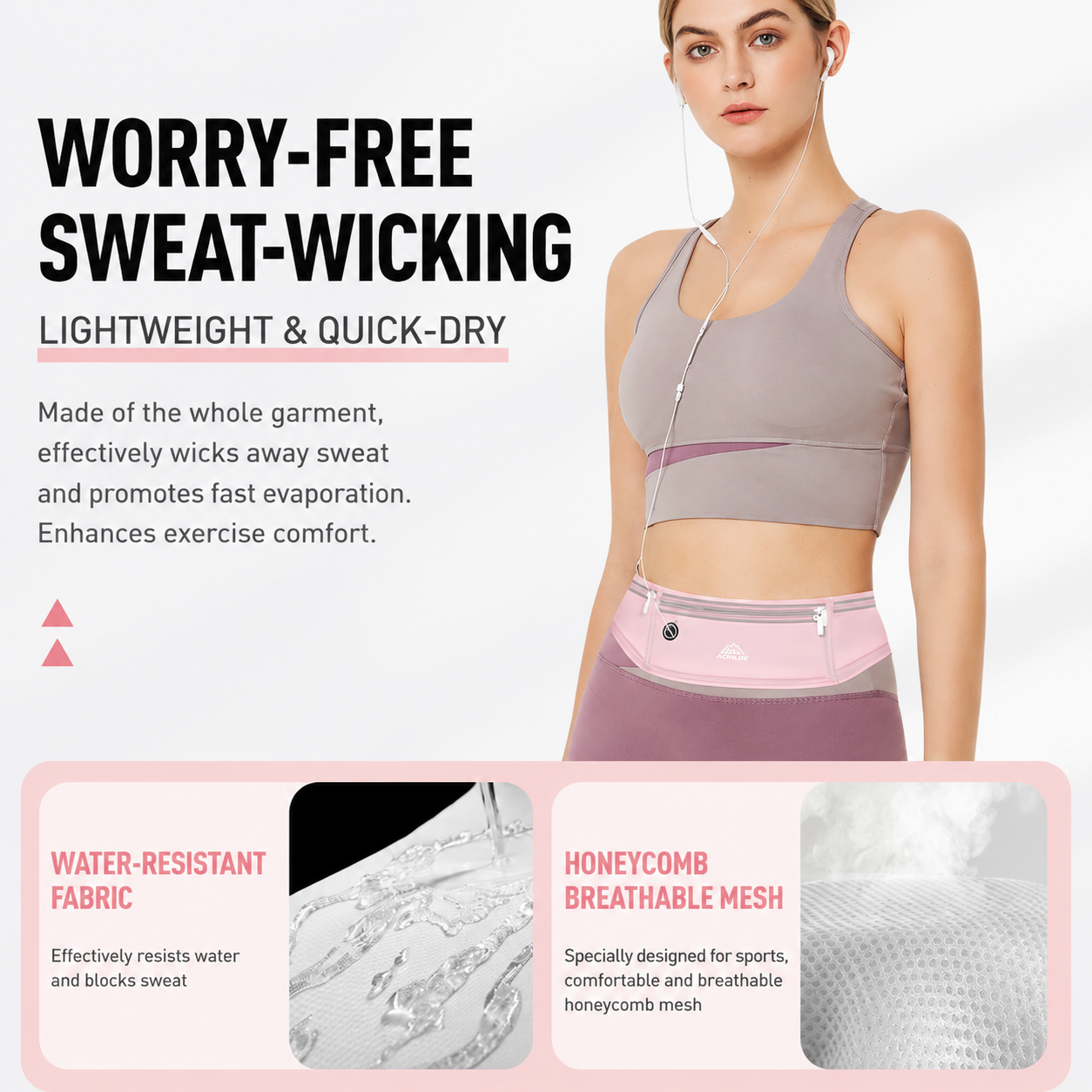 Grey Breathable & Waterproof Lycra Running Waist Bag for Kettle & 7.5" Phone โ Lightweight No Bounce Reflective Fitness Belt with 4-Zoned Storage โ image 3