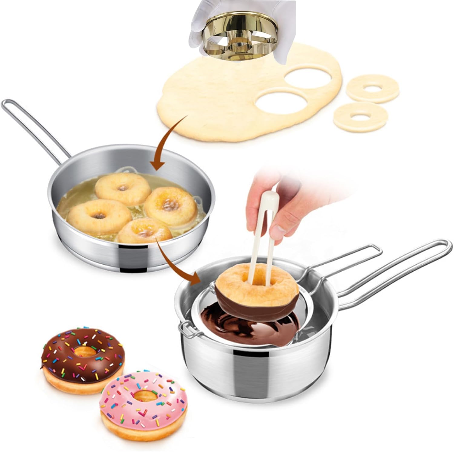 2 Pack 3.86 Inch Stainless Steel Donut Molds Professional Baking Tools for Perfect Donuts Bagels Cookies and More — image 4