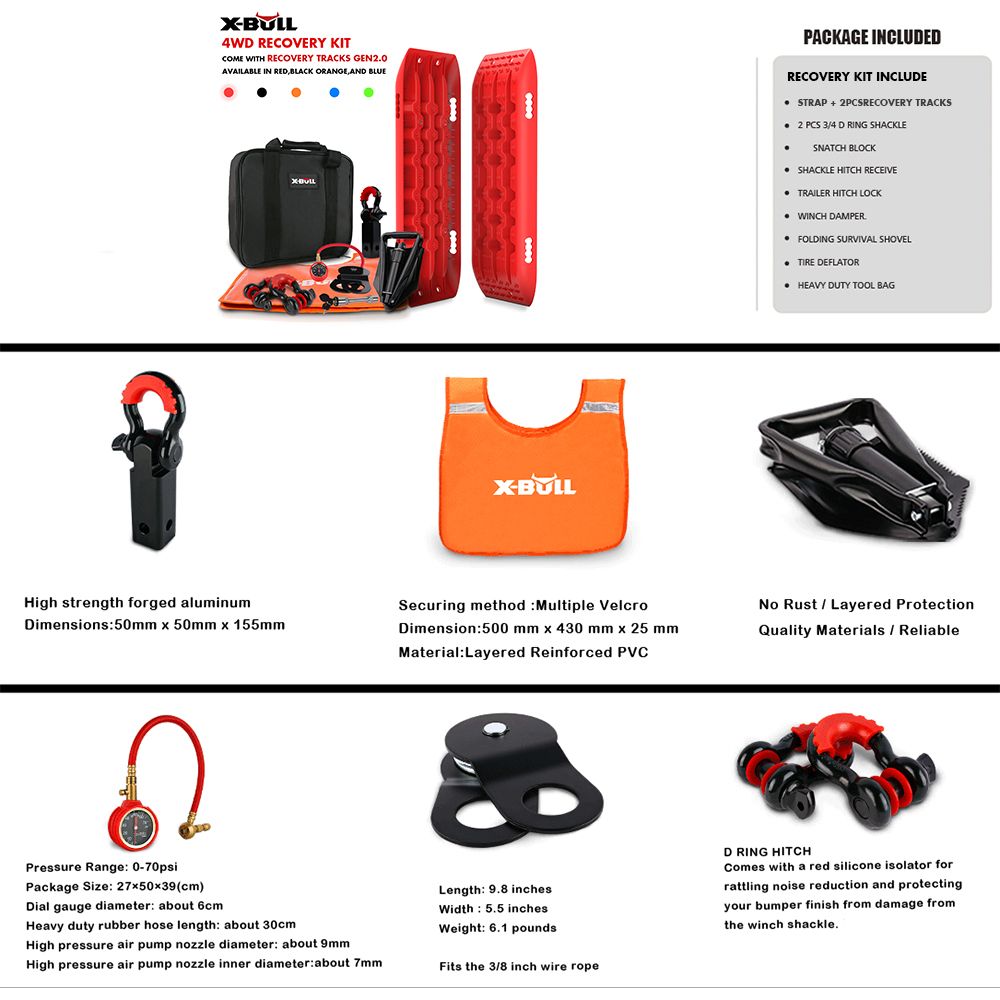 X-BULL Winch Recovery Kit Recovery tracks /Snatch Strap Off Road 4WD — image 2