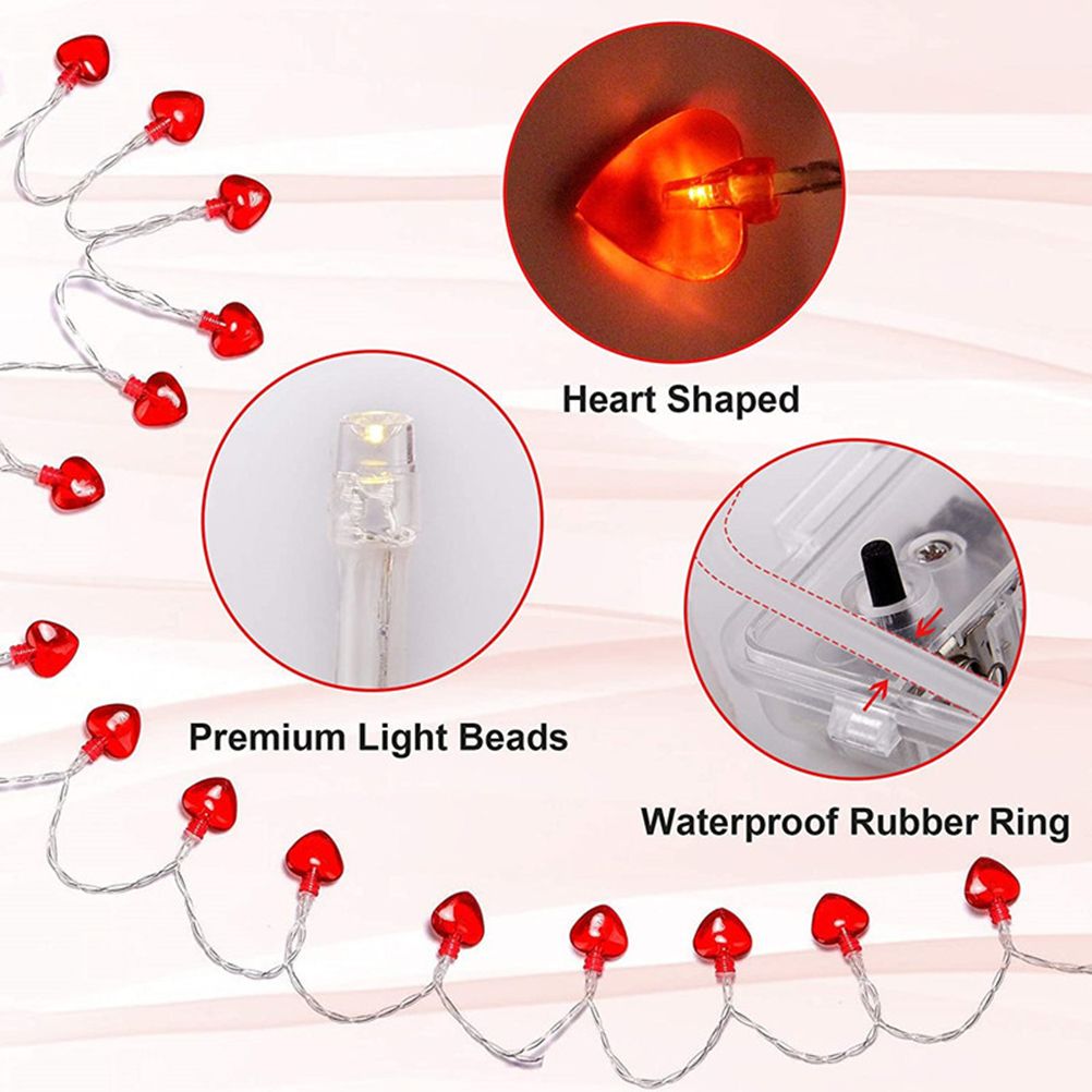 Love Heart Shaped String Lights 6 Meter 40 Leds Heart Love Valentine Lights for Wedding Party Birthday Home Decor โ image 3