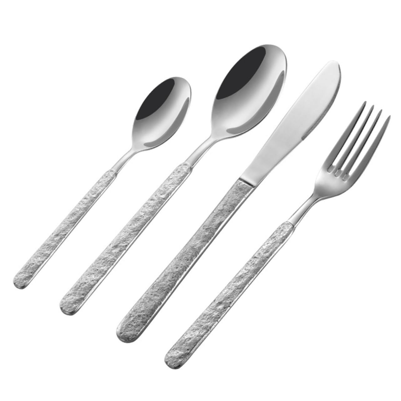 4pcs,Stainless steel knife, fork, spoon, creative Western tableware knife, fork, spoon, four piece set, stone patterned handle knife
