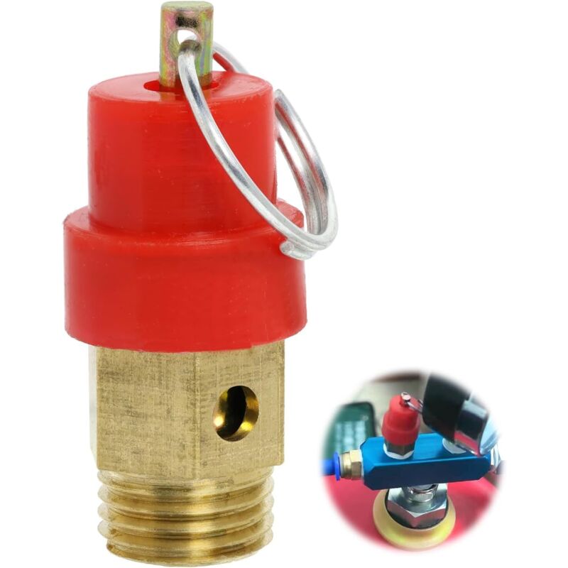 Air Compressor Safety Valve 115 PSI G1/4 Male Red Capsule 1pc Compatible with Various Brands