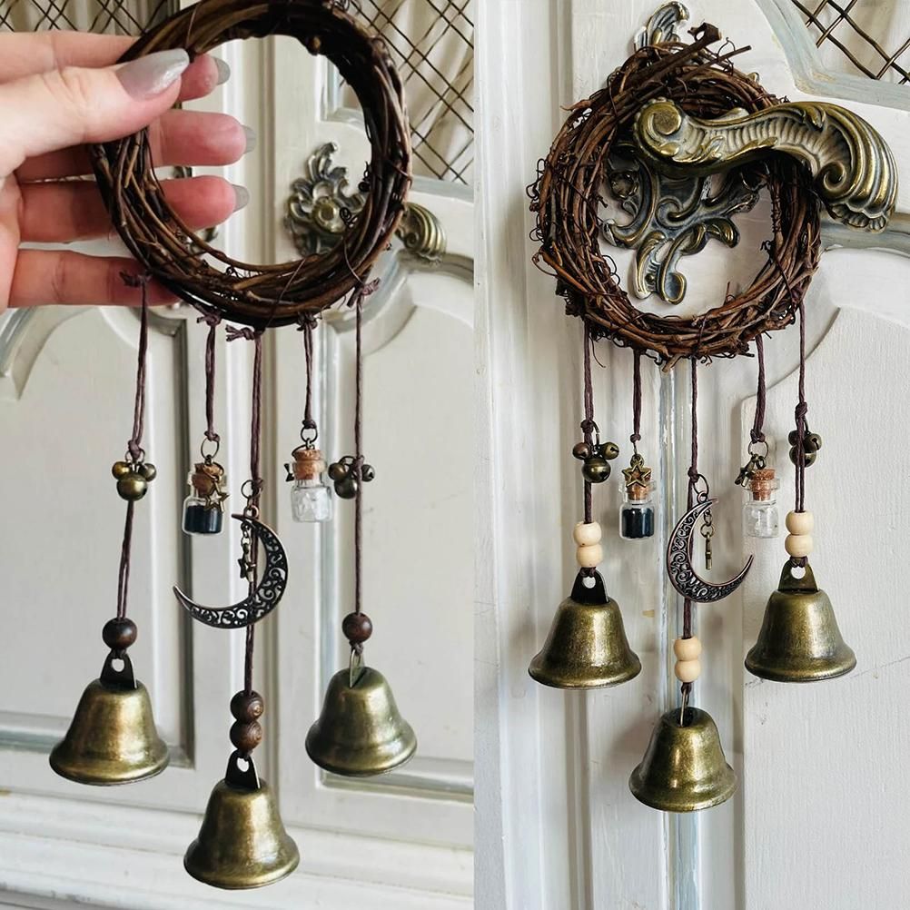 Witch Wind Chimes Wreath Handmade Witch Bells Protection Door Hangers Hanging Witch Bells Wind Chimes for Home Door โ image 6