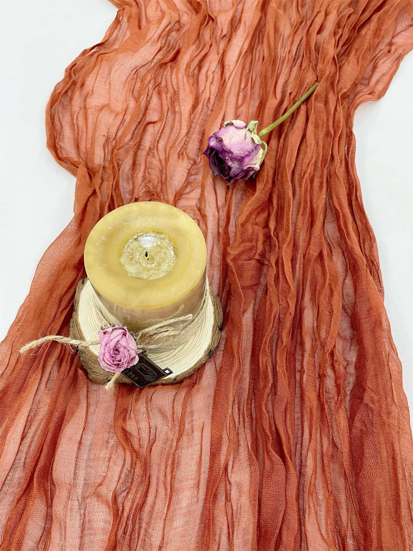 1 Pack Fall Table Runner 35x118in Cheese Cloths Table Runner Burnt Orange Table Runner for Wedding Bridal Baby โ image 5