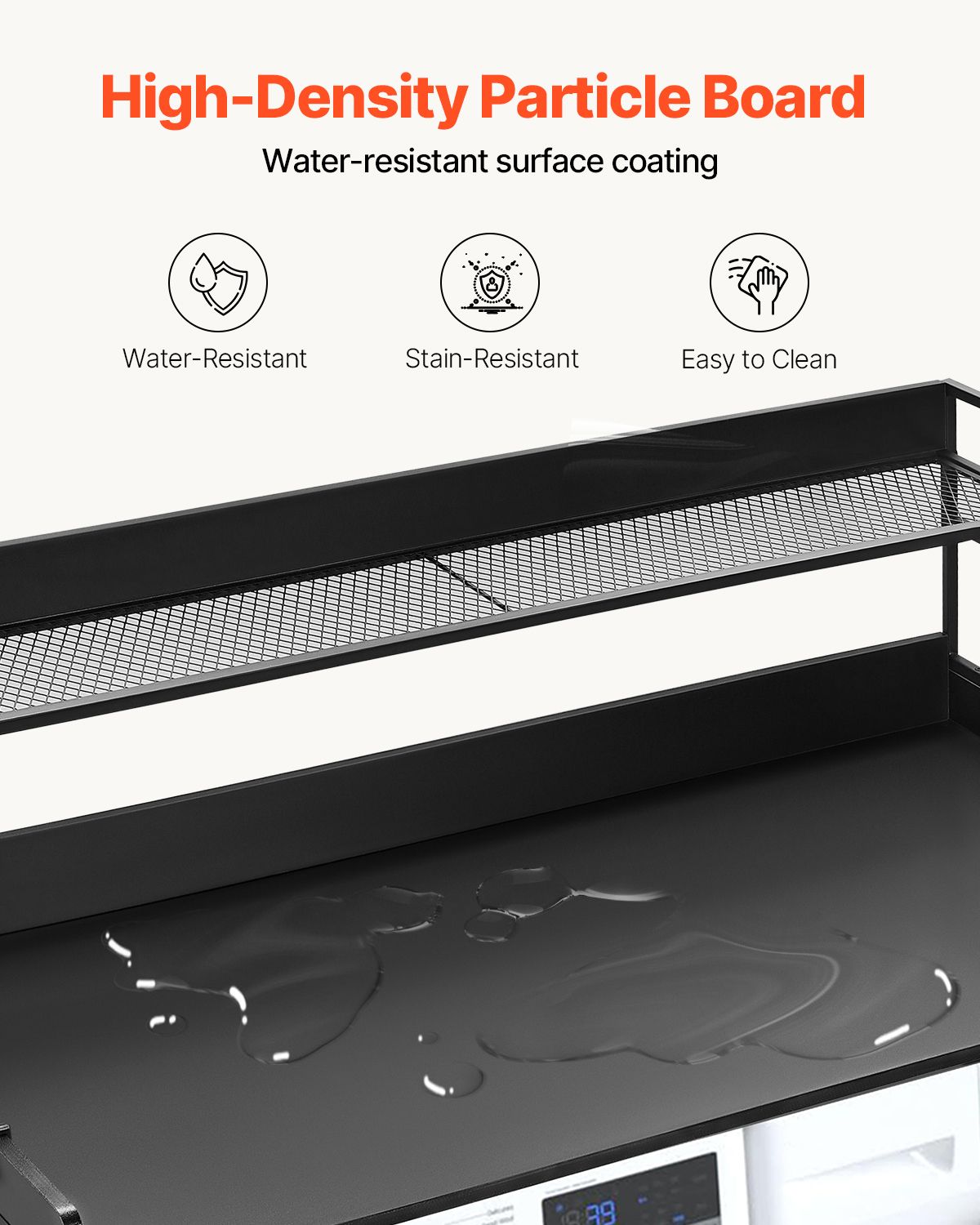Washer Dryer Countertop with Shelf 54"x27" Wooden Washer Dryer Cover Black — image 4