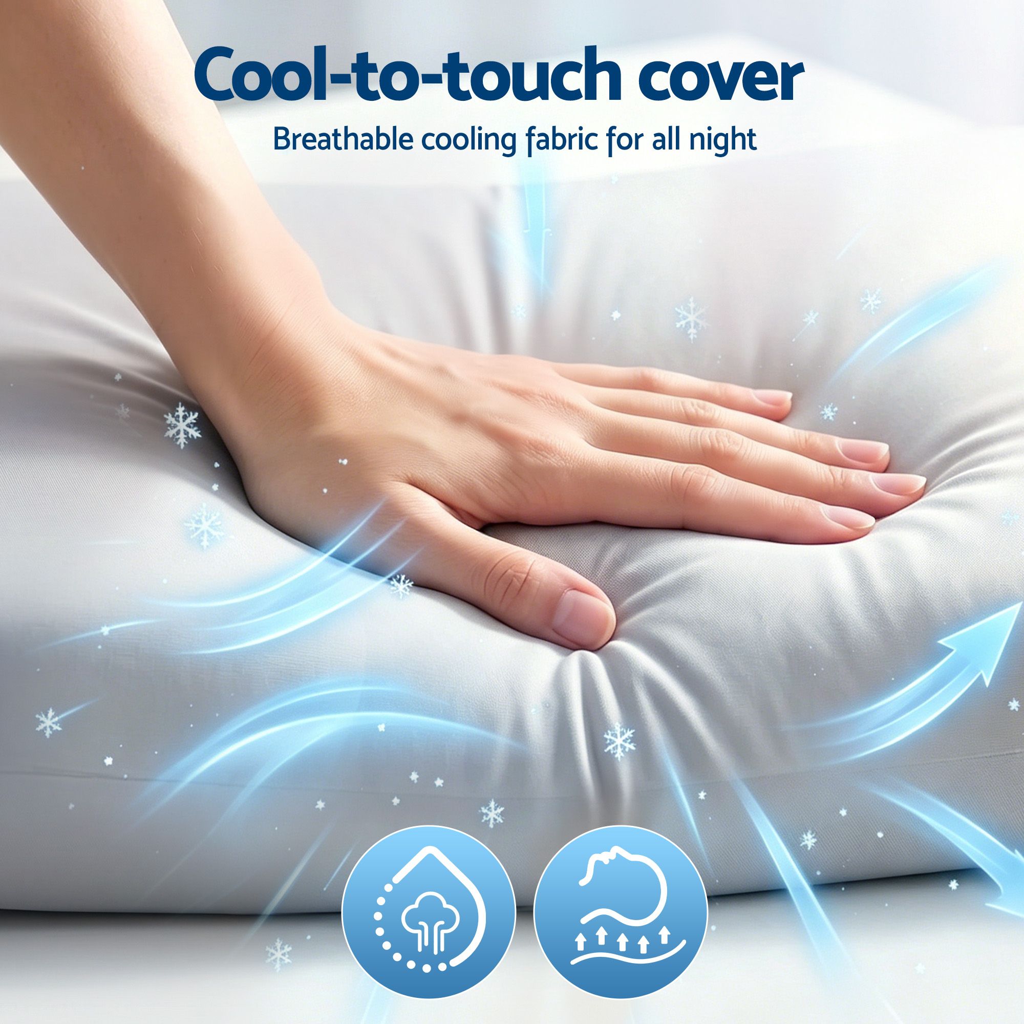 RoomSense Cooling Memory Foam Pillows for Sleeping, Anti-Clumping Solid Core Bed Pillows for Hot Sleepers, Supportive Side Sleeper Pillow, Washable Cover Queen — image 3