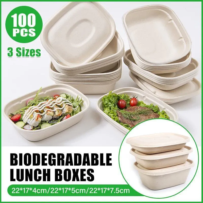 100X Food Preparation Burger Storages Cake Packaging Box Lunch Boxes - 1300ml-Primary โ image 2