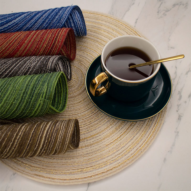8 Pcs Khaki Woven Round Placemat - Non-Slip, Heat-Resistant Dining Table Mat, 30cm โ image 2