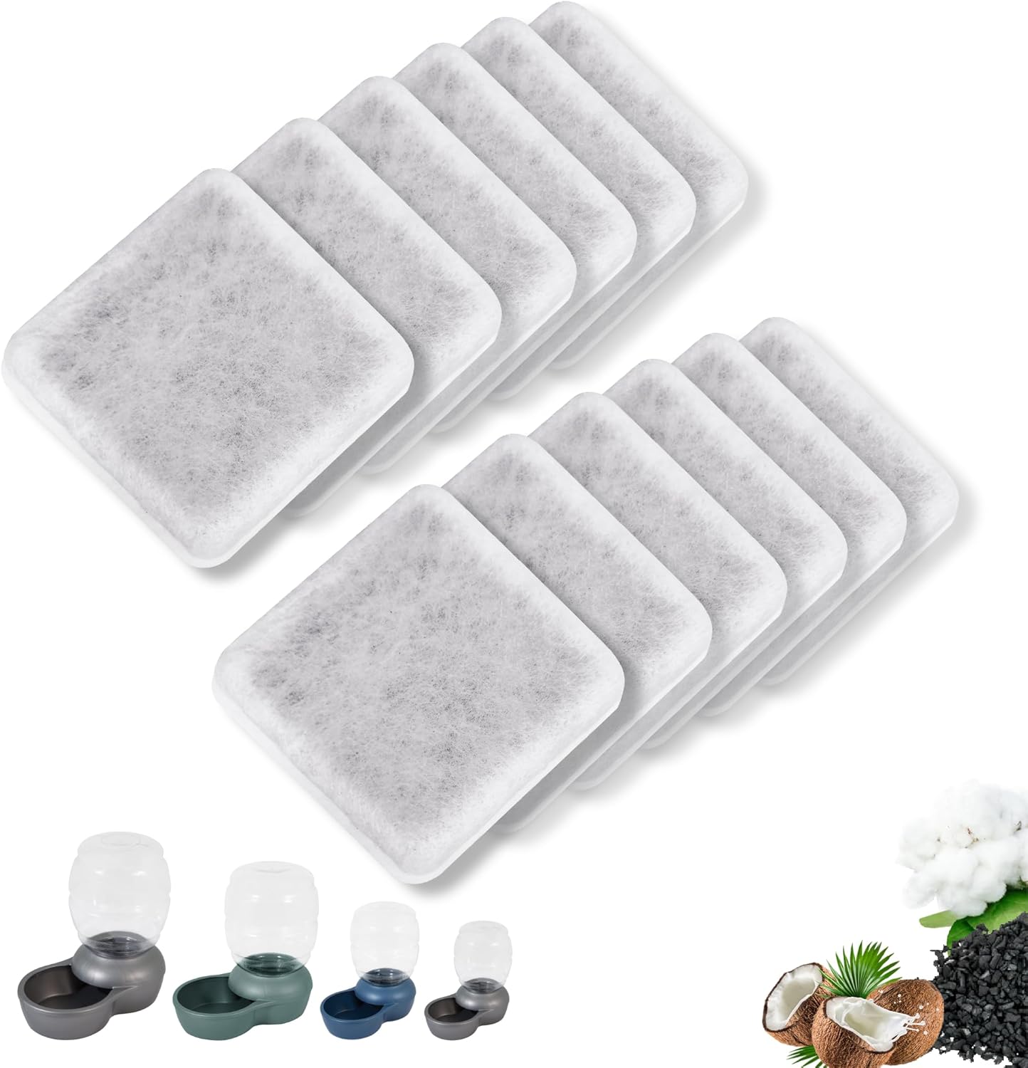 Pet Water Fountain Charcoal Replacement Filters Compatible with Petmate Replendish Mason Gravity Waterers, Automatic Cat Dog Water Bowl Dispenser Filters