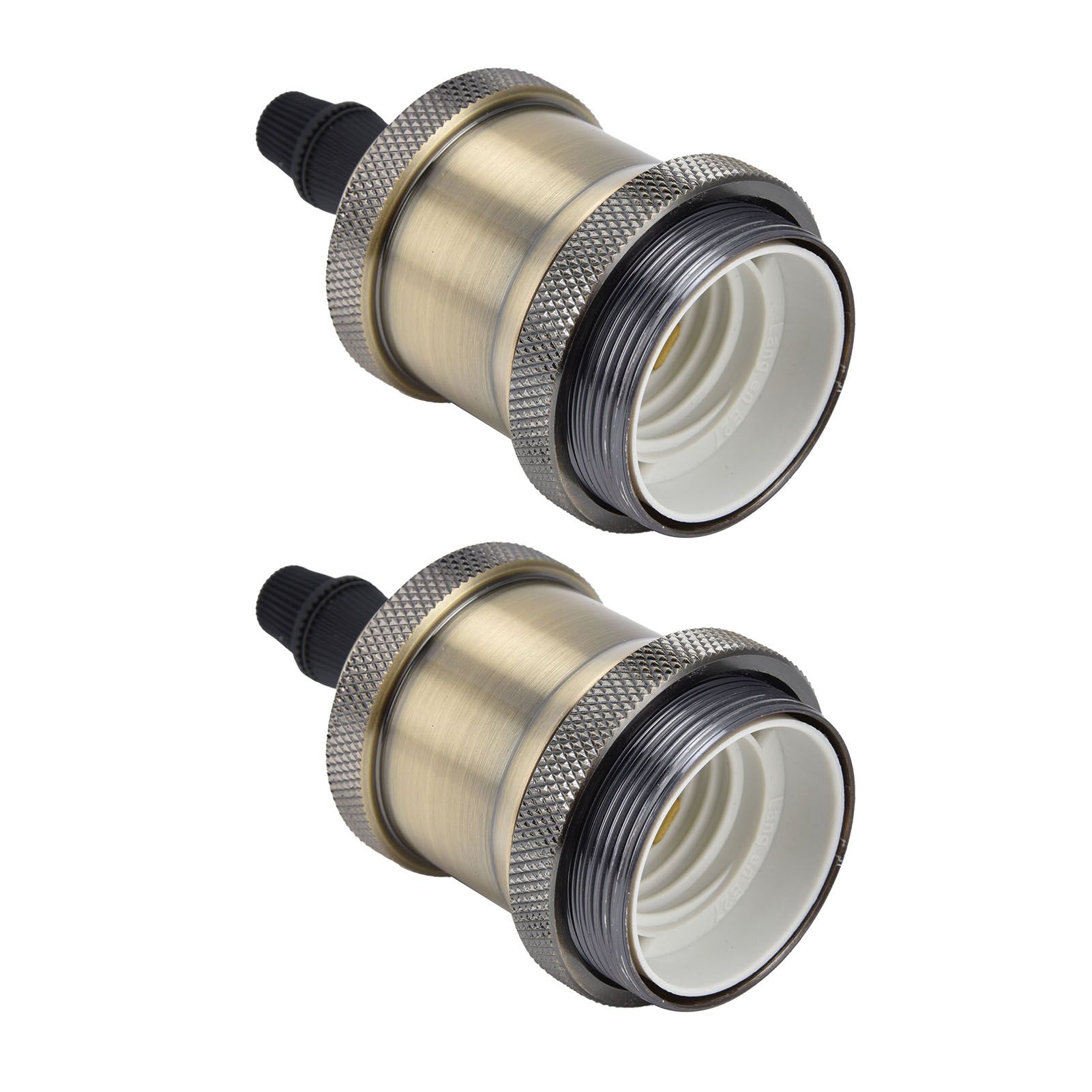 2PCS Vintage Lamp Socket Retro Aluminum Lamp Holder DIY Accessories for E26/27 Vintage BulbsGreen Bronze — image 6